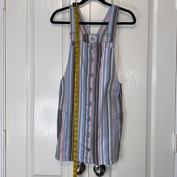 BDG Gray Pastel Striped Button Front Overall Sleeveless Skirtall Casual Dress XS - Picture 7 of 13